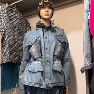 Woman’s distressed  denim floor sample rare jacket